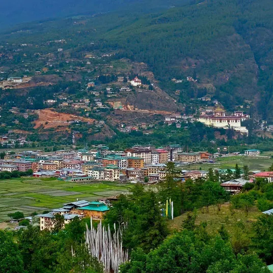 Thimphu valley and city seen from the hills above