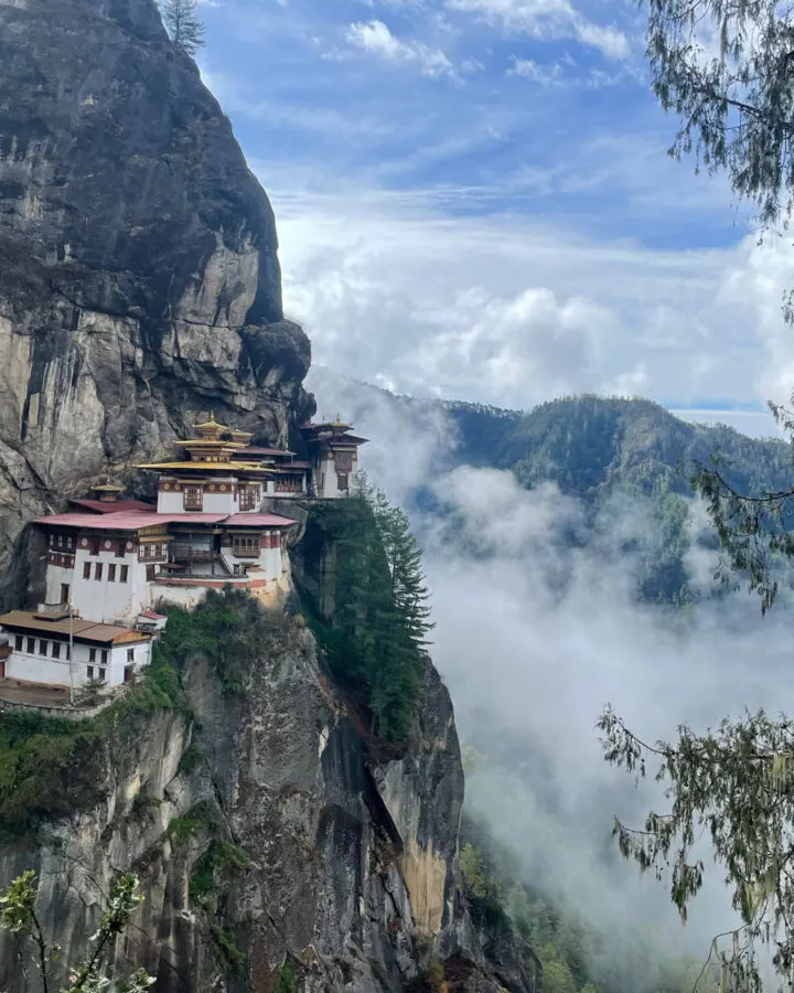 Paro Taktsang, the Tiger’s Nest monastery, on a cliff above the clouds