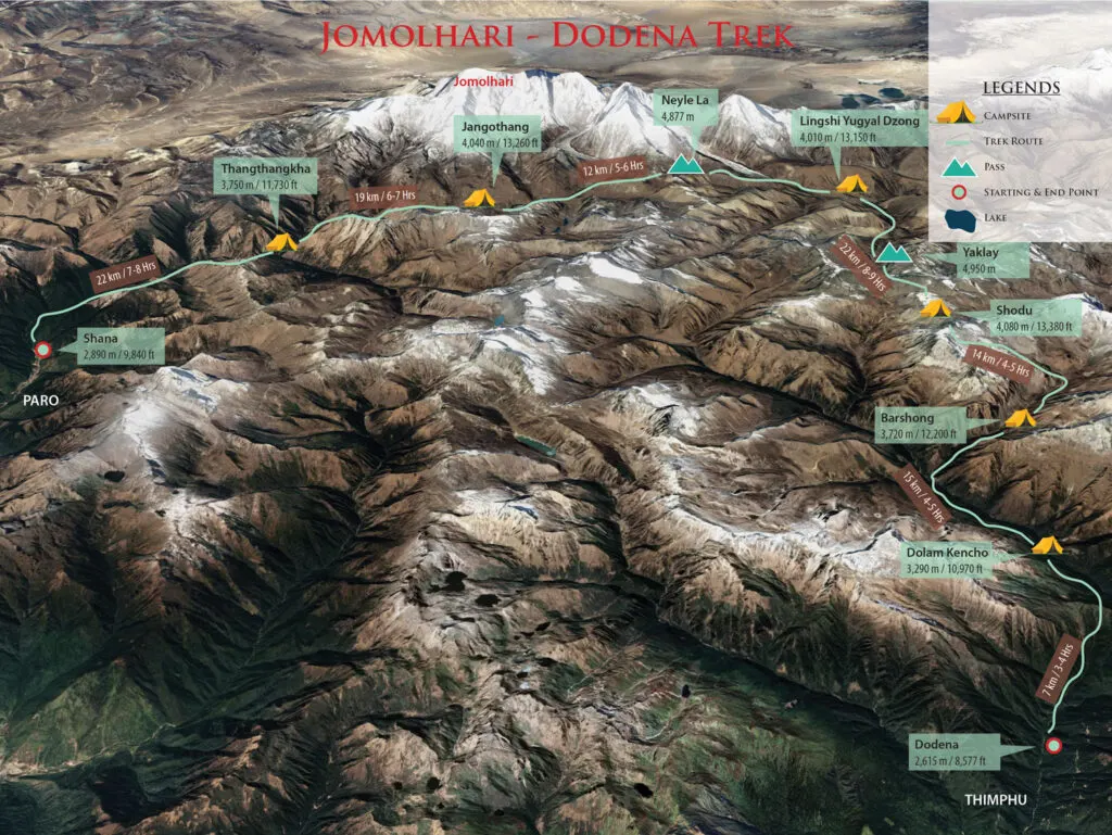 Jomo Dodena Trek route map