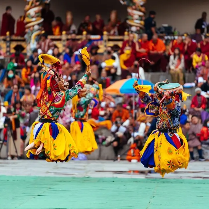 Mask dancers at the Thimphu Tshechu